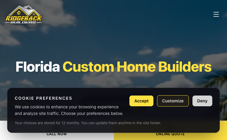 Ridgeback Builders website